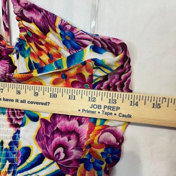 La Blanca Paradiso Halter Midi Cover-Up Sundress M Floral Pockets - Picture 8 of 16